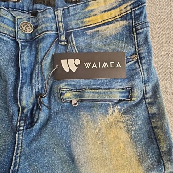 Waimea Jeans Men's Size W32 L32 Slim Fit Light Blue Moto Biker Y2K Style M4249DF - Picture 15 of 16